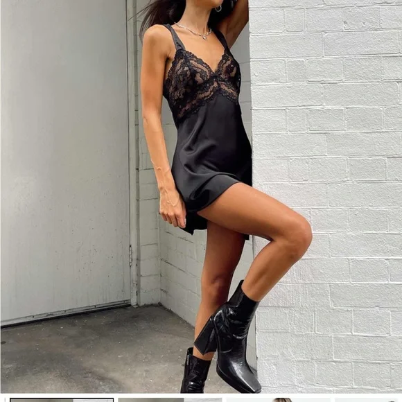 NWT Lioness black silk bel air mini dress - Picture 3 of 4